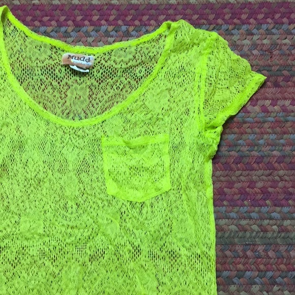 NEON YELLOW LACE SHIRT - Picture 1 of 4